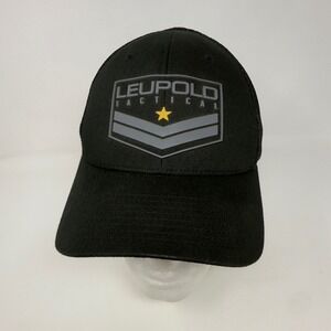 Leupold Tactical Flexfit Trucker Hat Mens Black Mesh Back Cap L/XL Rubber Logos